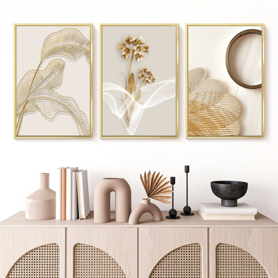 Abstrait moderne - ensemble de 3 reproductions de photos sur toile