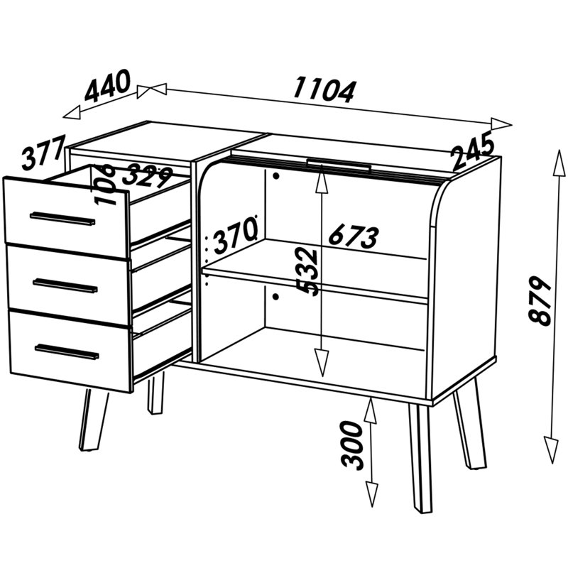 Caruso Sideboard, Oak/Mandarine