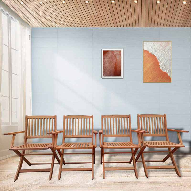 Ensemble de salle à manger de patio pliable, 4 chaises pliantes, intérieur et extérieur universel, teck