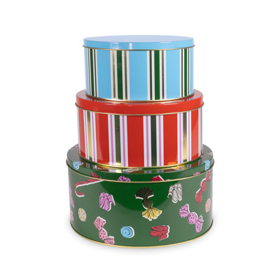Round Cookie Tin Set, Holiday Sweets