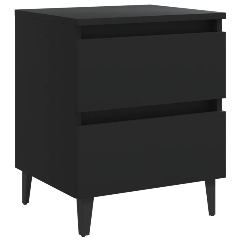 Smethwick Bed Cabinets 2 pcs 40x35x50 cm Engineered Wood, Black, 1