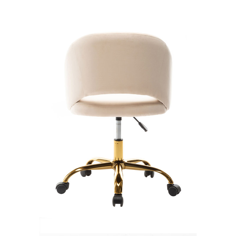 Shauna Velvet Office Chair, Creamy White