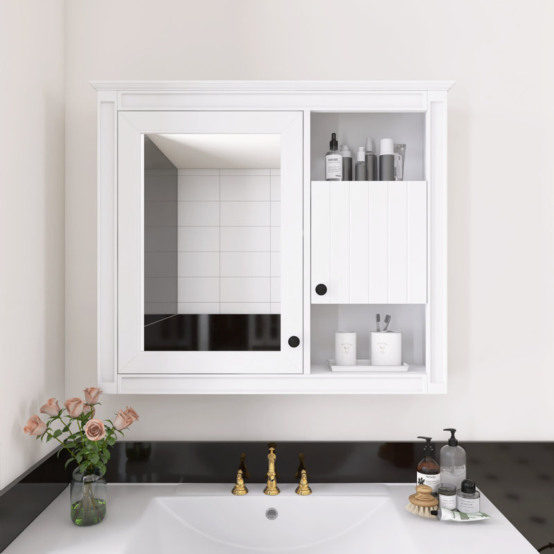 Armoire murale de salle de bain avec miroir et 3 tablettes