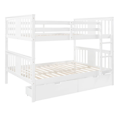 Lit superposé double au-dessus de double avec tiroirs et échelle pour le mobilier de chambre à coucher, de chambre d'amis
