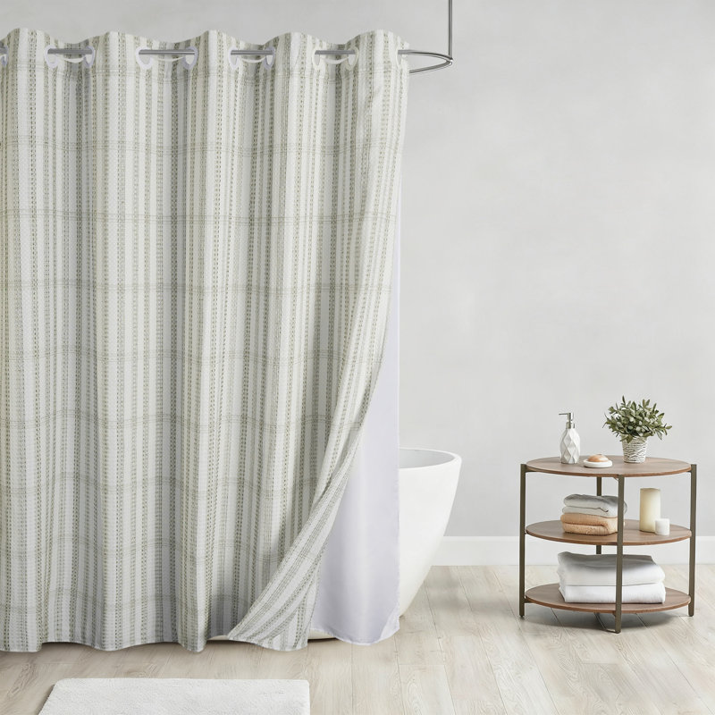 Rideau de douche tissé gaufré No Hook, Vert