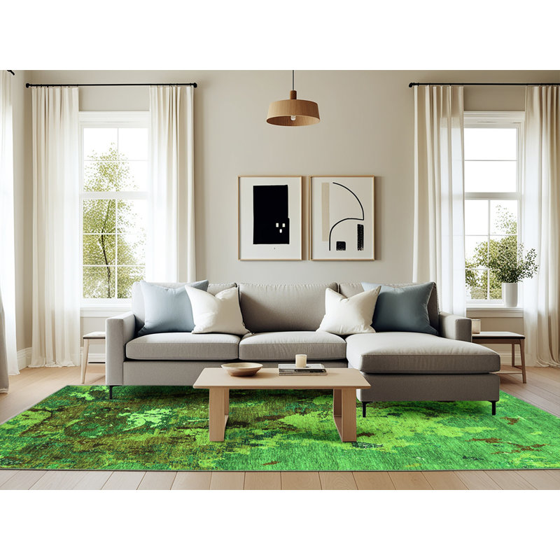 Washable Abstract Indoor Rug, Rectangle 6' x 9'