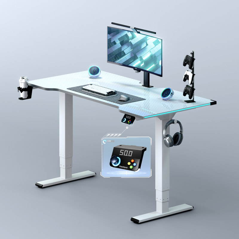 Bureau debout 55 po Cyberx, Blanc, 50" H x 55" W x 28" D