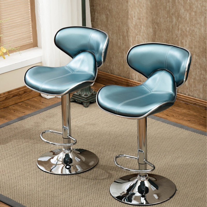 2 pièces, bleu, réglable, similicuir, base bleue avec base, de 2 - pivotant à 360 degrés pour un mouvement fluide, Blue