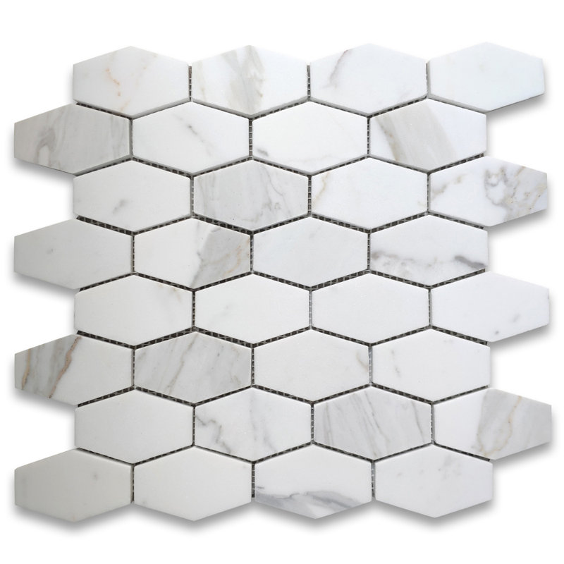 Calacatta 12" x 12" Marble Mosaic Tile, LIght Gray