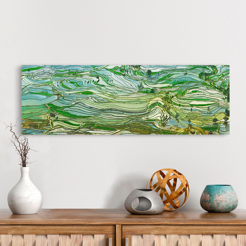 Rice Terraces, Yunnan, China by Frank Krahmer - No Frame Print on Canvas, 40cm H x 120cm W x 4cm D