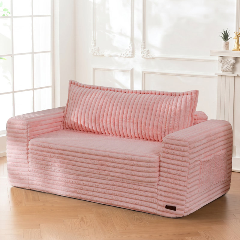 Canapé à billes, canapé-lit 3 en 1, Polyester Pink