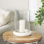Electra cole and grey glass pillar candle holder with white marble base Perry-1914252390