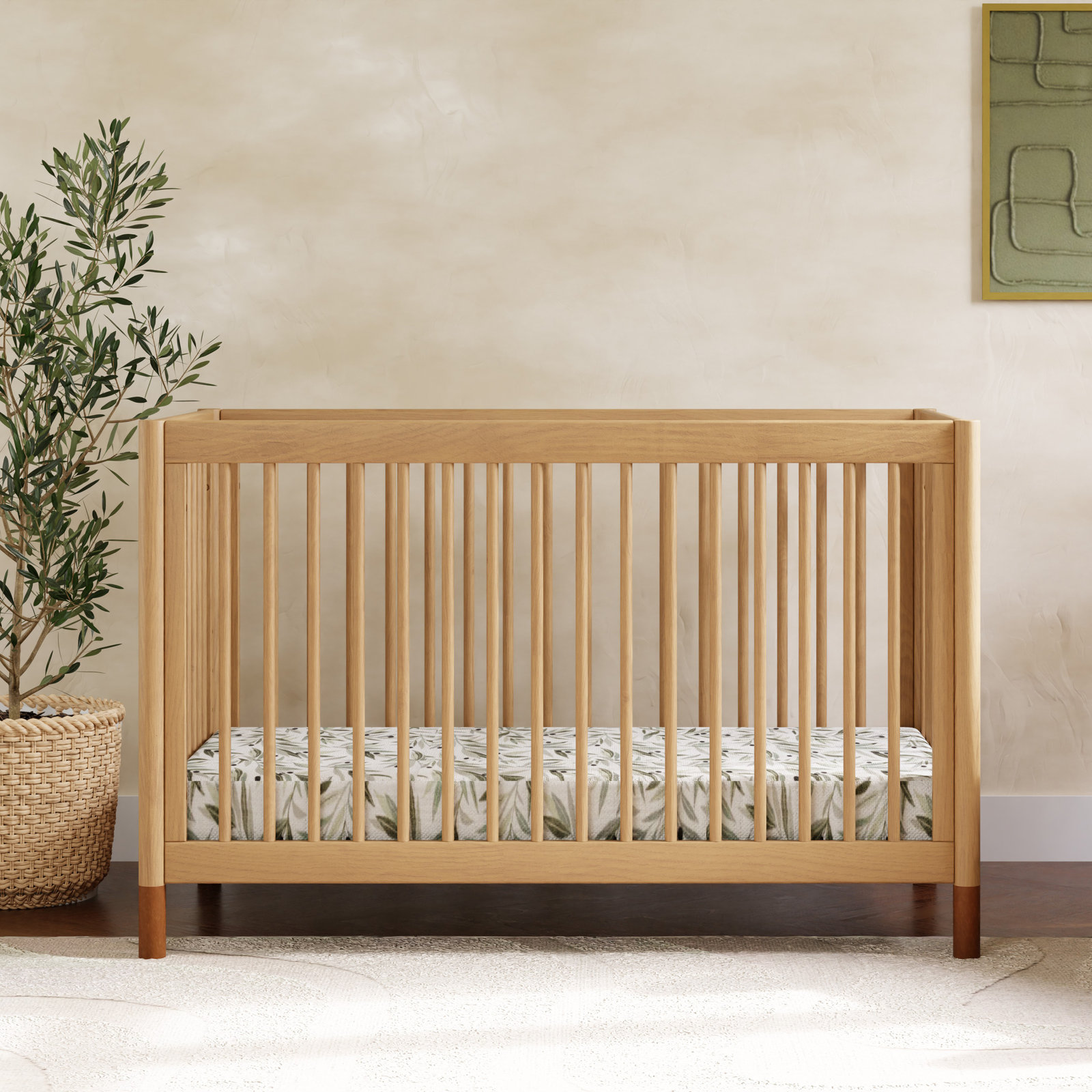 Gelato Pine 4-in-1 Convertible Crib, Honey/Vegan Tan Leather