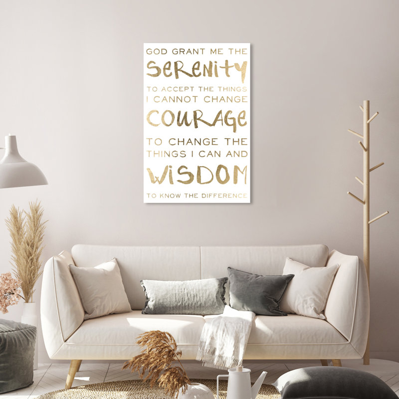 Serenity Prayer and Courage Motivation - Art textuel sur toile, Toile tendue, H 30 po x l 20 po