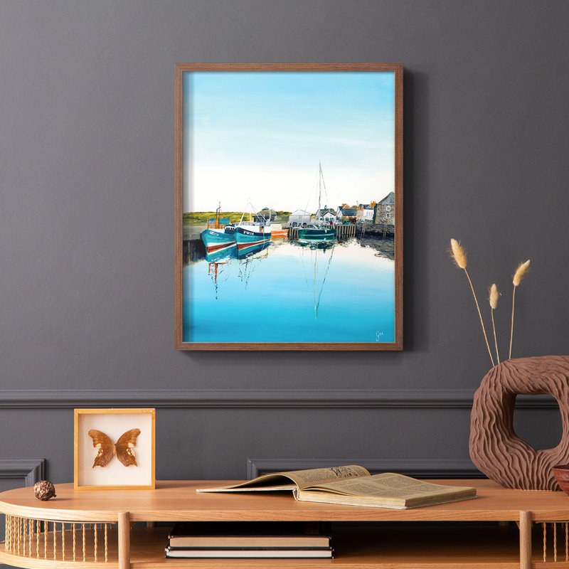 Impression encadrée Padstow Harbor - bois massif, Brun, H 20 po x l 16 po