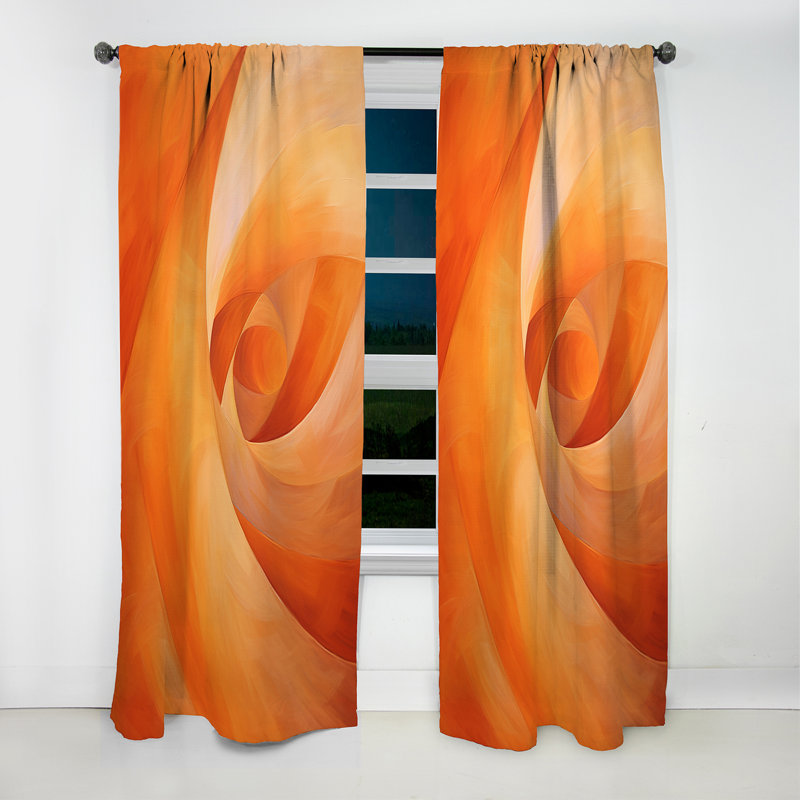 Tangerine Twist Spiral - Abstract Spirals Curtain - Blackout Abstract Curtain - 1 Panels, 52" W x 90" L