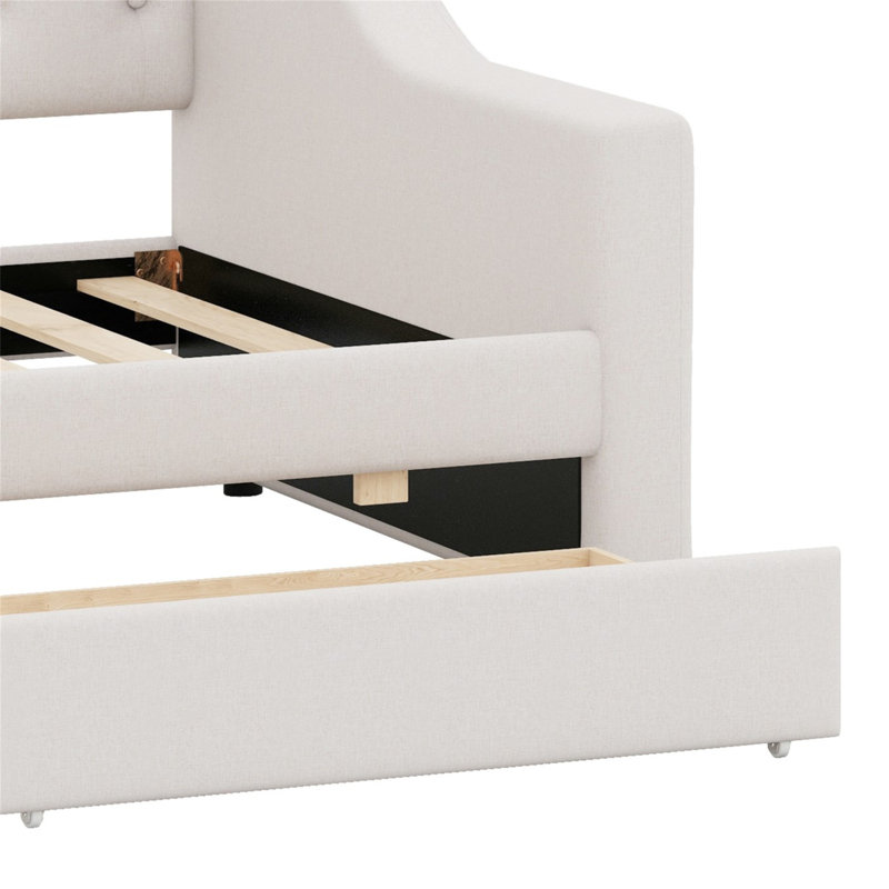 Upholstered Daybed With LED Belt And 2 Drawers, Beige