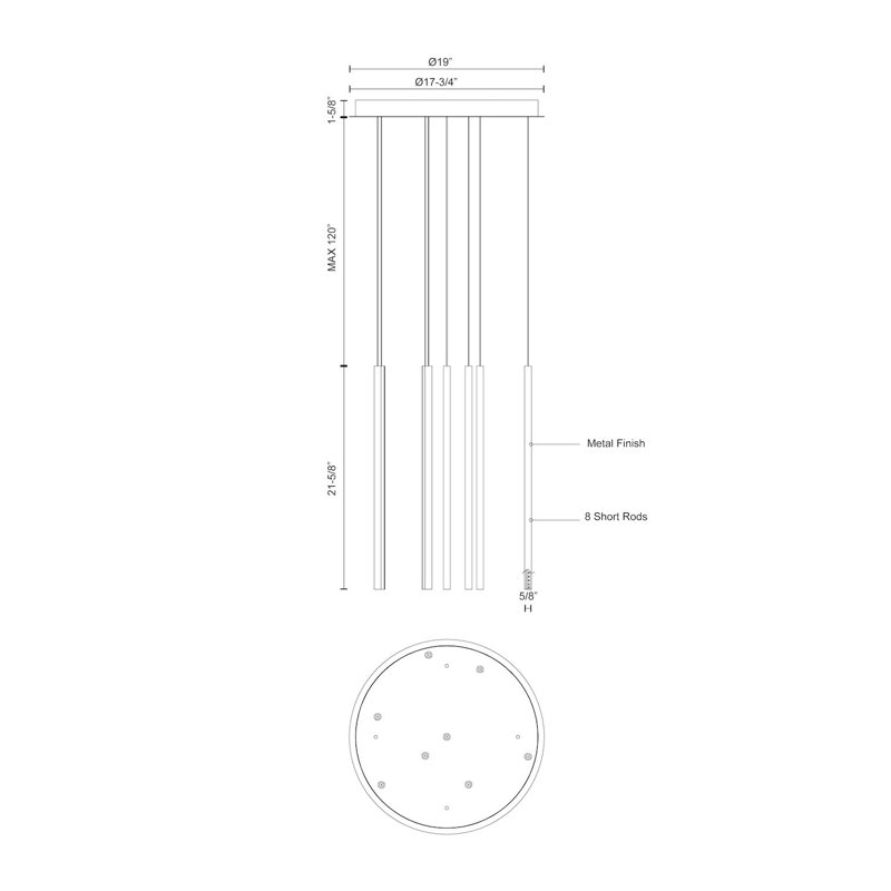 White Aluminum LED Cluster Pendant Light, 21.63" Tall