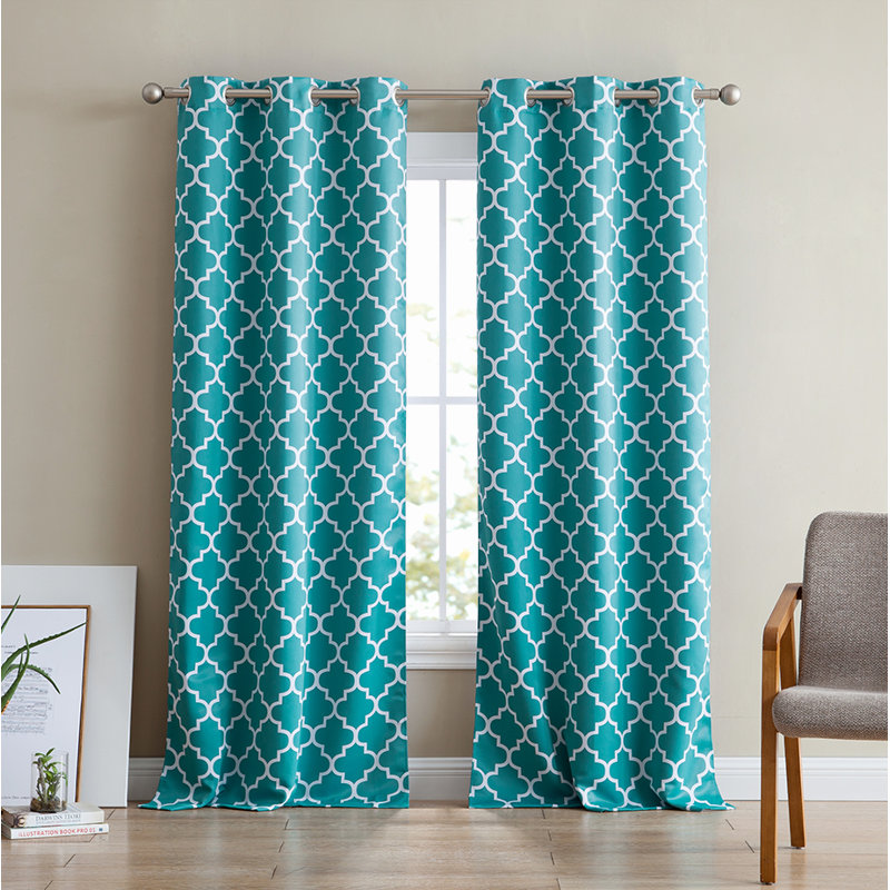 Alexuis Blackout Curtain Pair, Teal Blue, 37" W x 84" L