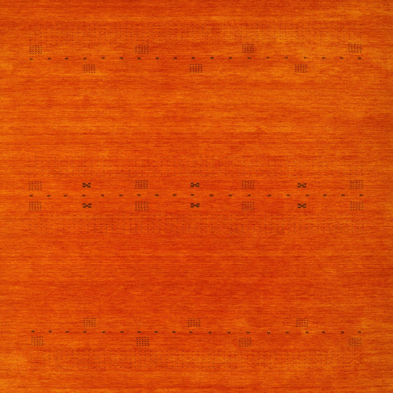 Tapis contemporain orange, Carré 5 pi