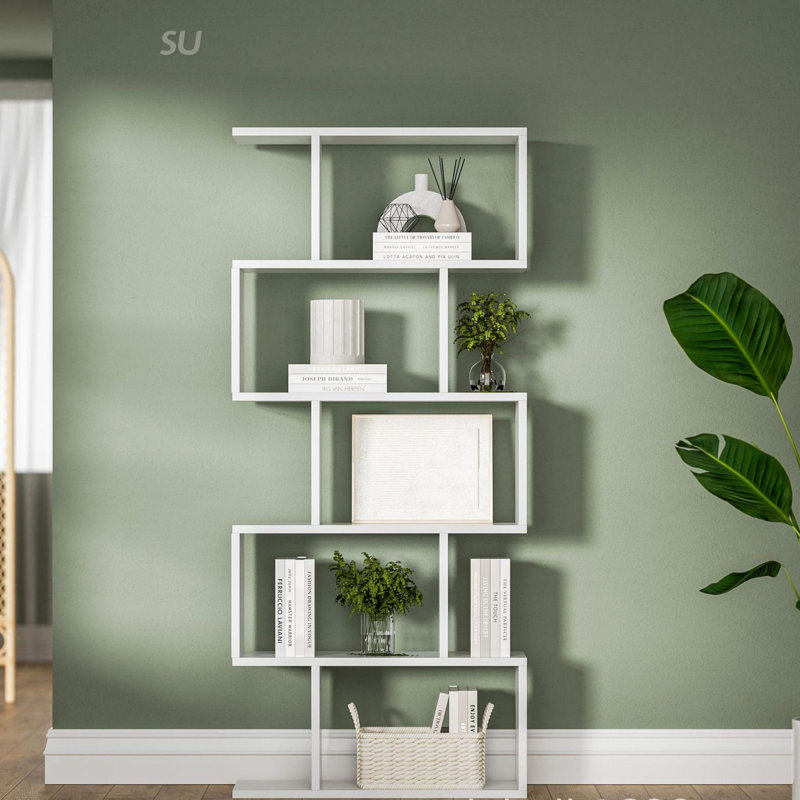 Five Layer Simple Household White Bookshelf, Cream White