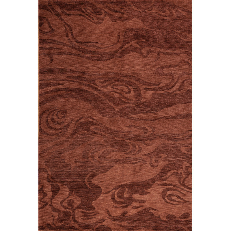 Plateau Hand Knotted Wool Abstract Area Rug, Rectangle 5' x 7'