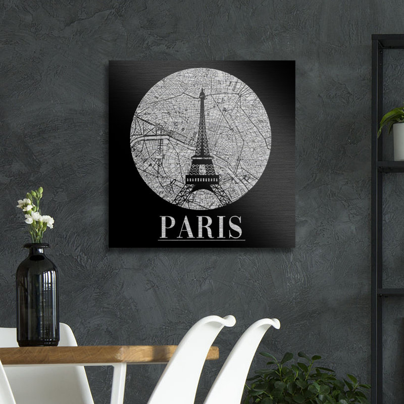 Large Paris Map - Print on Metal, Unframed, 47cm H x 47cm W