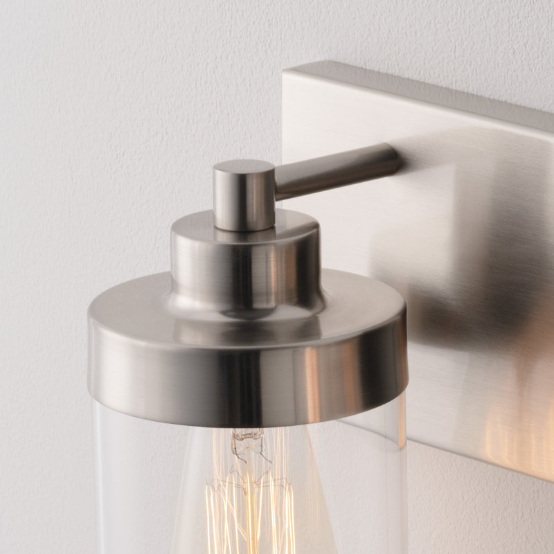 Cleofas 3-Light Bathroom Vanity Light Fixture with Clear Glass Shade, Brushed Nickel