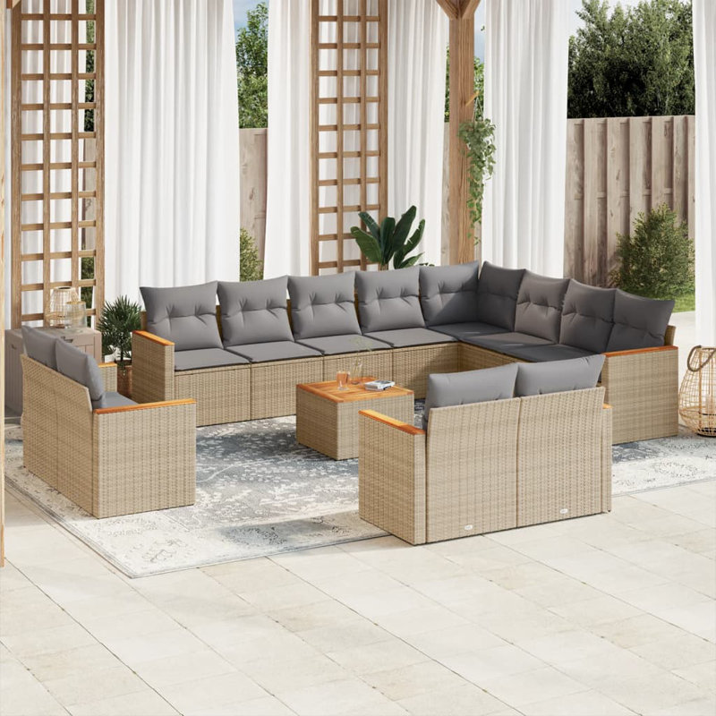  Garden Sofa Set Beige, Light Grey