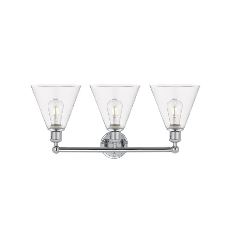 Éclairage de salle de bain à intensité variable à 3 lumières Beva, Transparent, Chrome poli