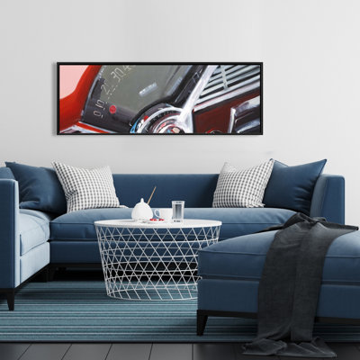 Vintage Red Car Dashboard Print On Canvas