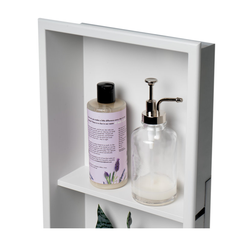 Tablette de douche adhésive en acier inoxydable, Blanc mat