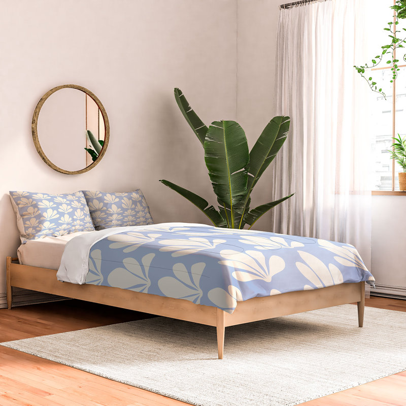Ensemble d'édredon en coton bleu standard, Édredon double + 2 taies décoratives standard
