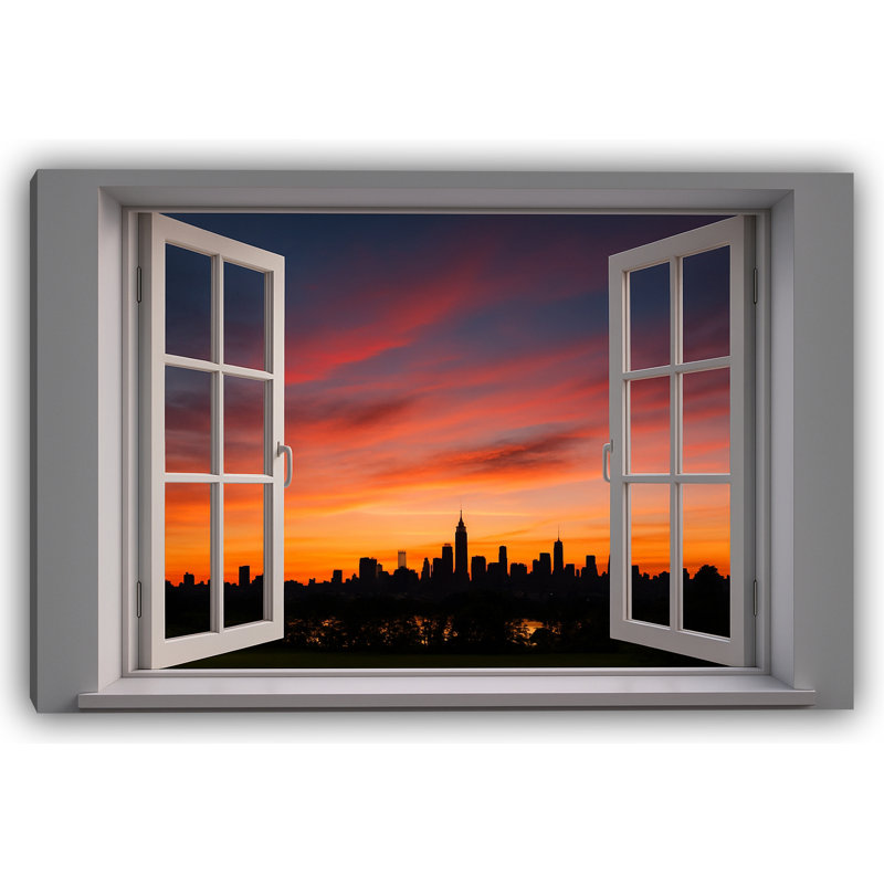 Coucher de soleil sur Central Park - Silhouette, art mural sur toile, H 24 po x l 36 po