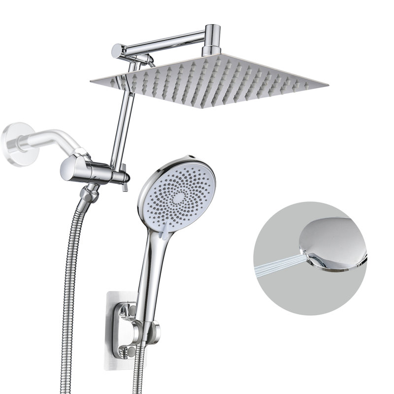 Dual Shower Heads with Handheld Shower, 8 Inch High Pressure Rainfall Shower Head
