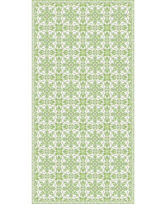  Geometric Vinyl Area Mat in Green, Runner 3' x 9'