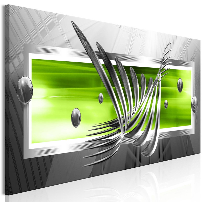 «Silver Wings Narrow Green» sur toile, H 20 po x l 59 po x P 0,7 po