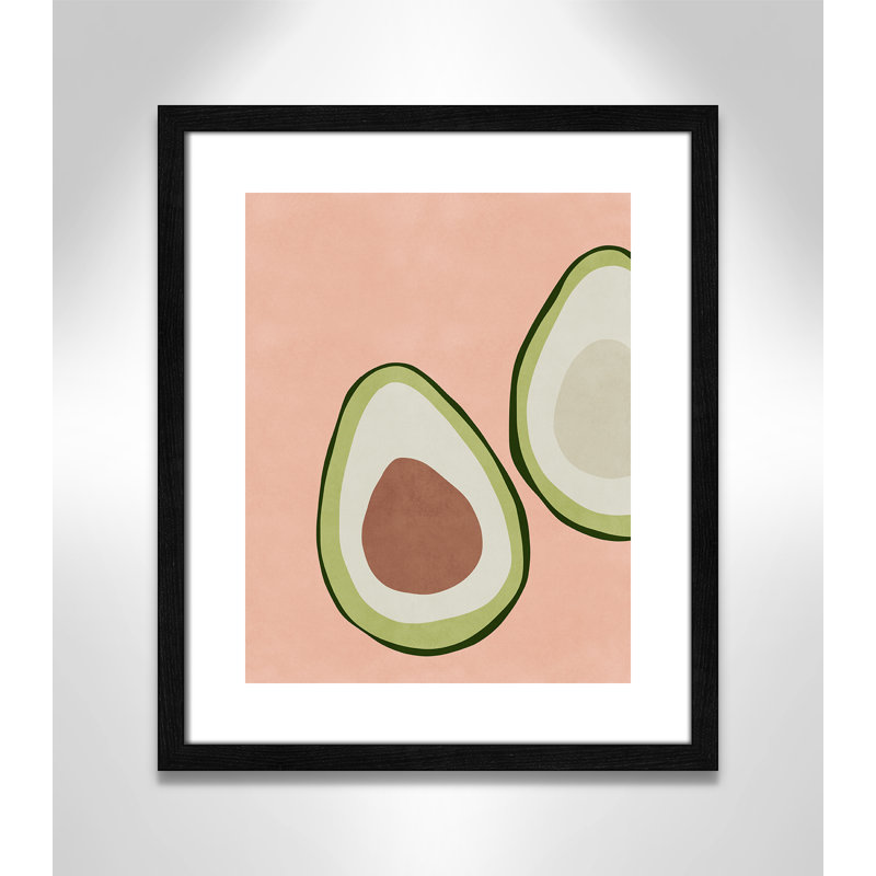 Avocat tranché - reproduction d'art, H 19 po x l 16 po x P 0,75 po, Papier avec cadre à grain de bois noir, Papier
