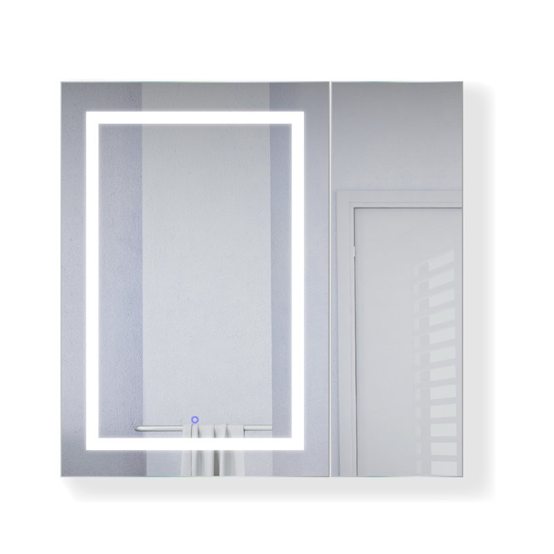 Vandergriff 36'' W 36'' H Frameless Medicine Cabinet Mirror 3 Adjustable, Left