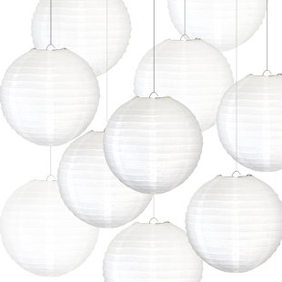 Lanternes en papier blanc - Grandes décorations chinoises / japonaises pour la maison, la fête et le mariage (Ensemble de 10)