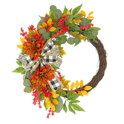 24" Harvest Dahlia and Eucalyptus Wreath