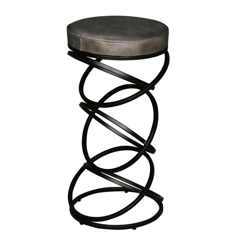 Traun Upholstered Counter Stool with Metal Frame, Gray, Bar Stool (30" Seat Height)