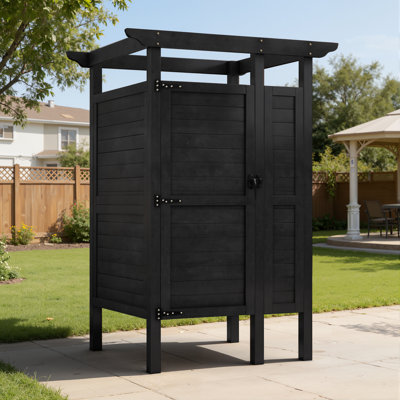 6.87ft H X 3.3ft W Outside Shower Enclosure Kit With Door, Brown Outdoor Shower Kit For Pool Shower, Outdoor Changing Room, Beach Shower
