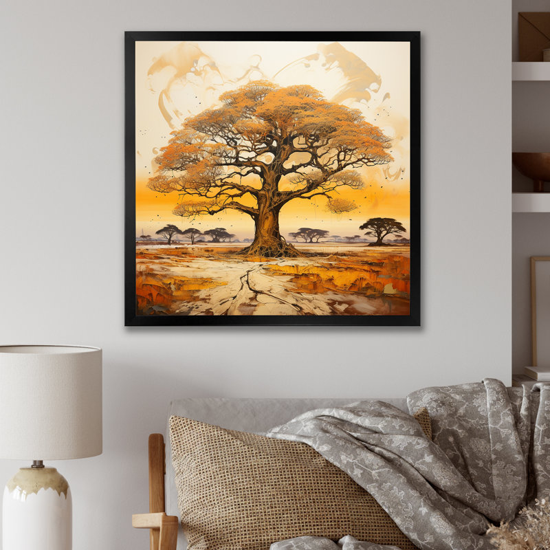 Arbre sauvage d'Afrique, art mural 1, Noir, H 36 po x l 36 po