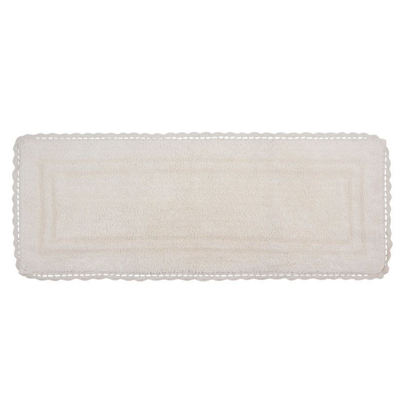 Tapis de bain réversible décontracté 100% coton Casual Elegance Bathmat, l 21 po x L 54 po, Ivoire