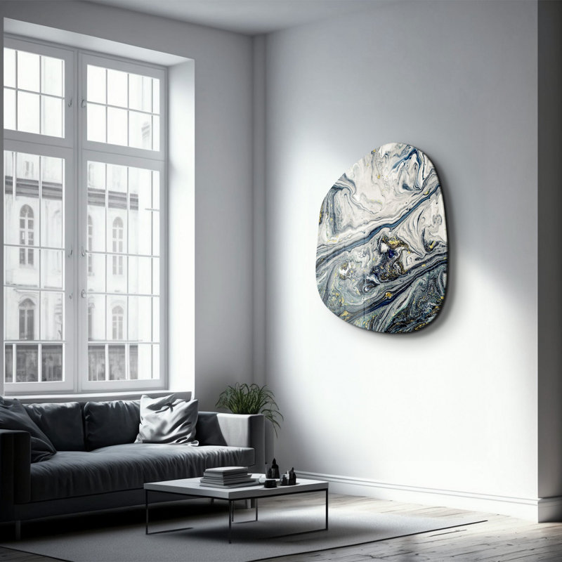 Wall Decor on Tempered Glass, 50" H x 65" W x 0.4" D