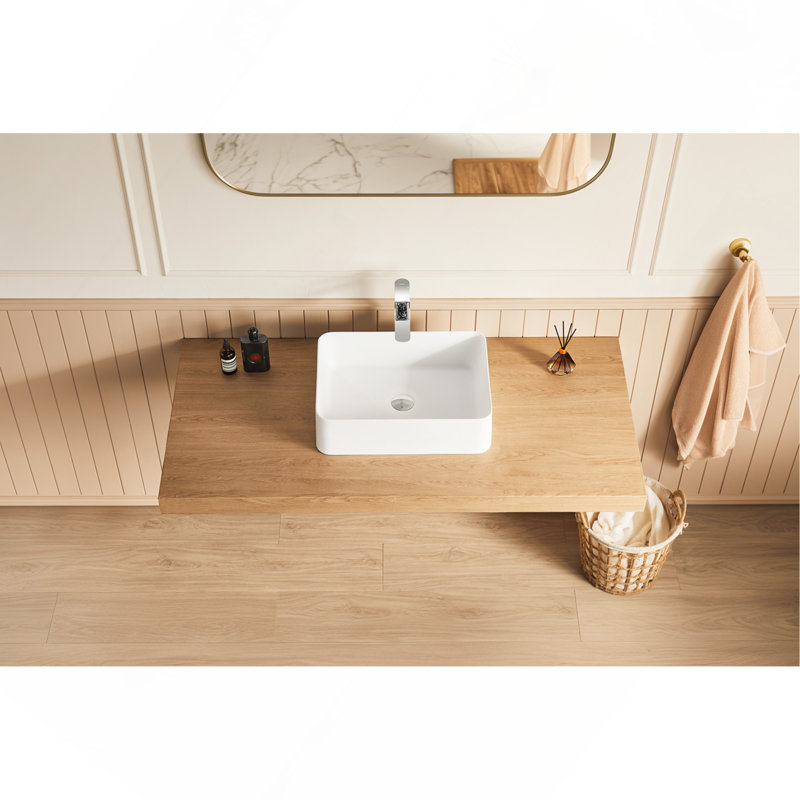20" x 14" Solid Surface Vessel Bathroom Sink Basin in Matte White