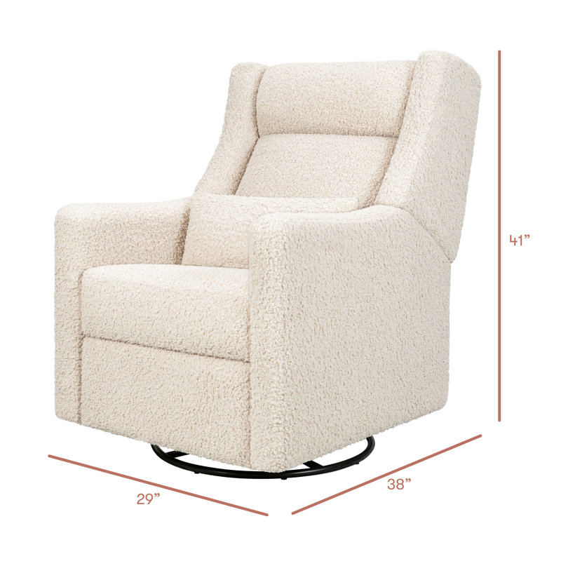 Kiwi Plus Power Recliner and Swivel Glider with Power Adjustable Headrest and USB Port, Almond Teddy Loop