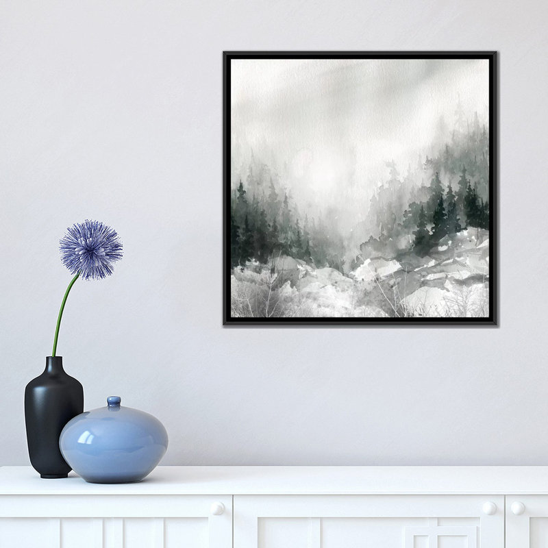"crépuscule" sur la toile, impression sur toile, H 18 po x l 18 po x P 1,5 po, Toile avec cadre noir, Pas de tapis