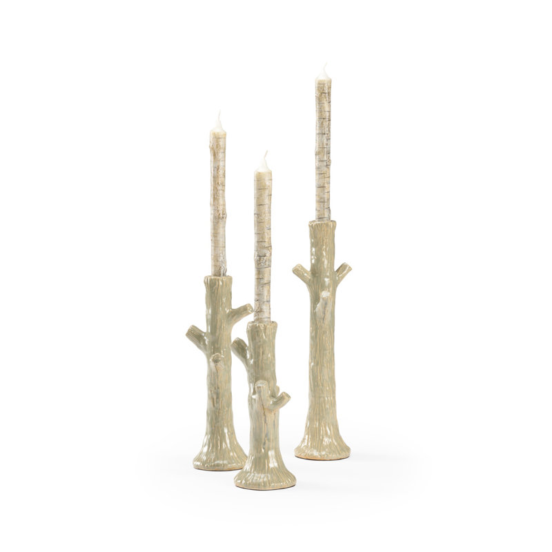 Faux Bois Candlestick, Moss Green